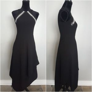 Shoshanna Keira Black Mirrored Embellished Dress